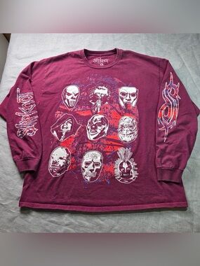Slipknot Long Sleeve Shirt Men Size XL Burgundy Band Graphic Top